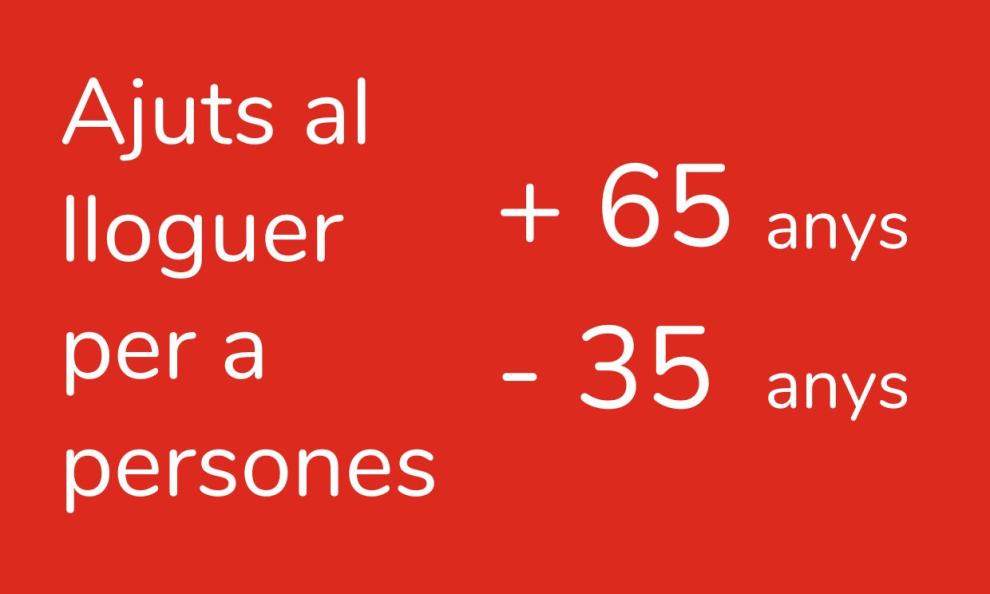 Ajuts de lloguer per a persones majors de 65 o joves menors de 35 anys